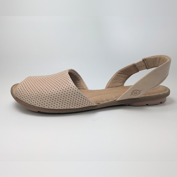 Born Trang Buff Beige Perforated Slingback Leather Sandals Womens Size 10 - Picture 3 of 14